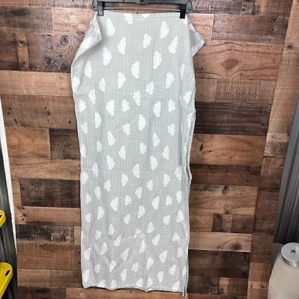 Cloud Island Baby Blanket Grey White Cloud Print Lightweight Cotton